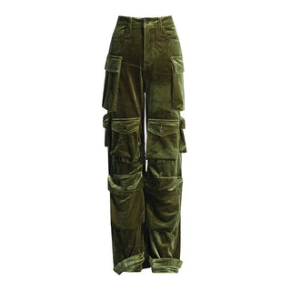 Velvet Cargo Pants - Olive Green