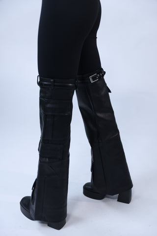 Black Leggings With Vegan Leather