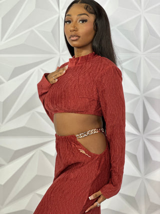 Cinnamon 2 Piece Skirt Set With Gold Chain Open Hip