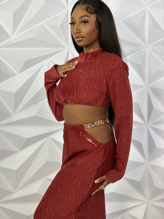 Cinnamon 2 Piece Skirt Set With Gold Chain Open Hip