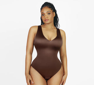 Sexy Satin Bodysuit - Brown