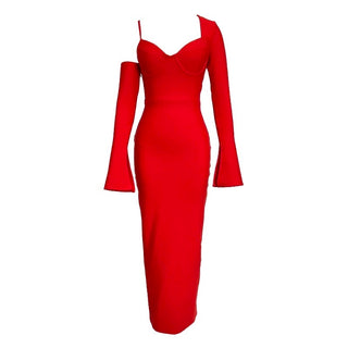Sweet Heart - Sexy Red One Sleeve Body Con Dress