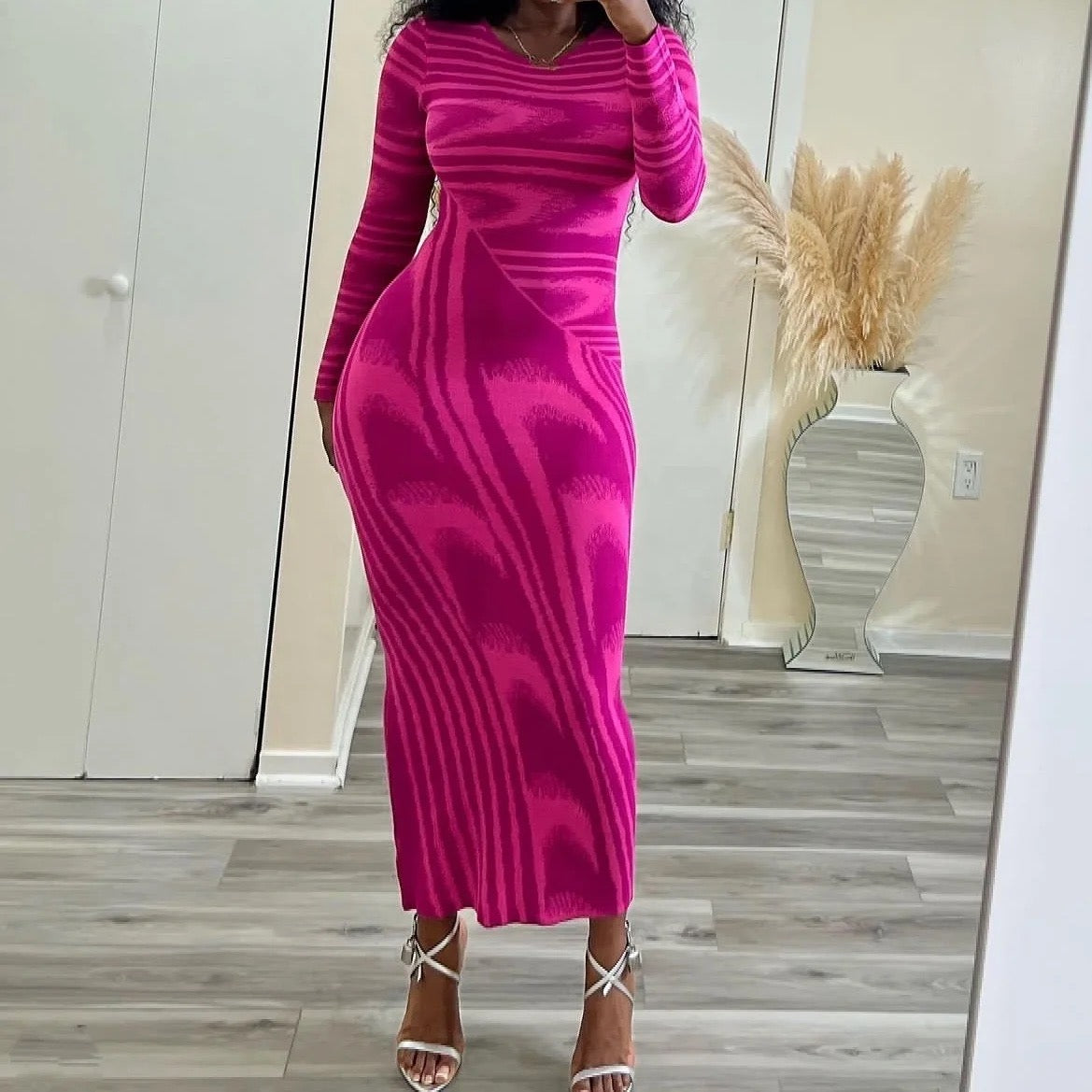 Pink Swirl Bodycon Dress