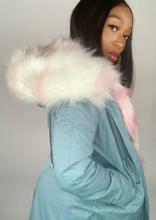Leader Of The Pack Jacket - Pink and White Vegan Fur