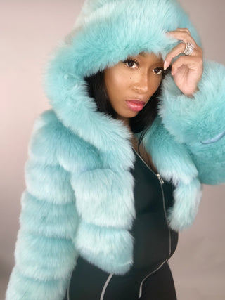 Icy Blue Faux Fur Jacket