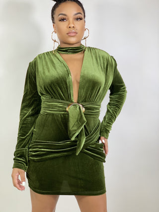 Emerald Green Velvet Dress