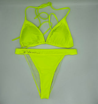 2 Piece Swimsuit "Highlight Your Life" With Mesh Crop Top