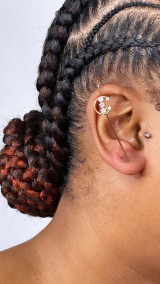 Crescent Moon Gold Hook Earrings